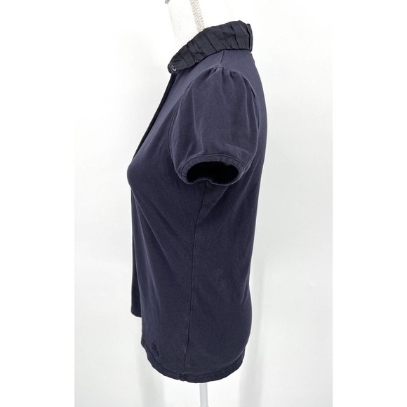 Burberry London Polo Shirt Blue Size Medium Subtle Plaid Collar Buttons Fitted - Picture 5 of 10